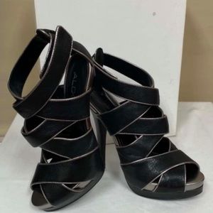 Aldo black strappy heels